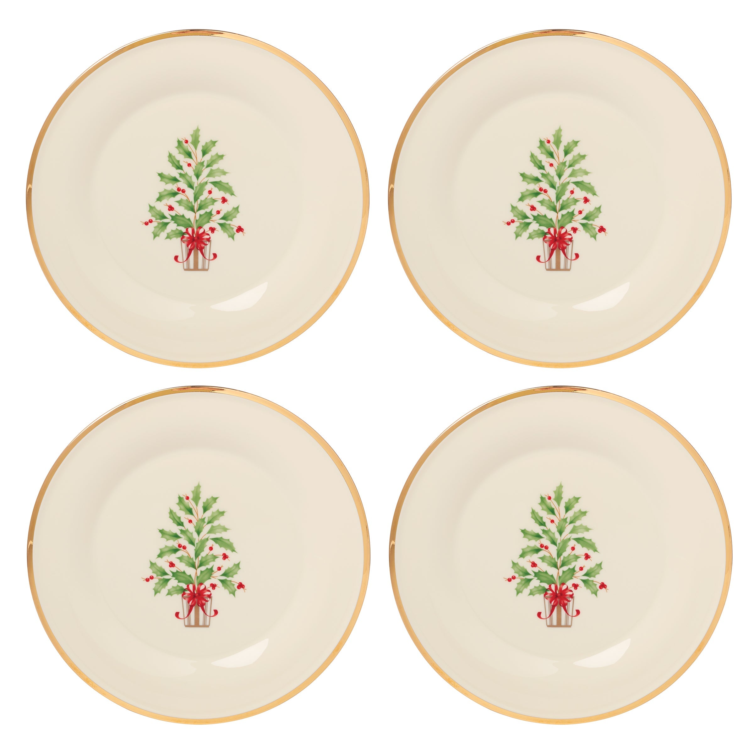 Holiday Tree Accent Plates - Set of 4